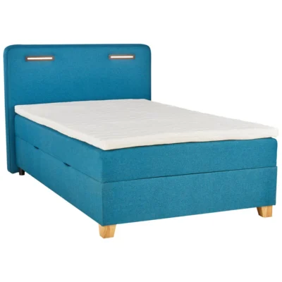 Moderano Boxspringbett BOXBETT in Türkis, Liegefläche 120x200 cm – mit Bettkasten, Bonellfederkern
