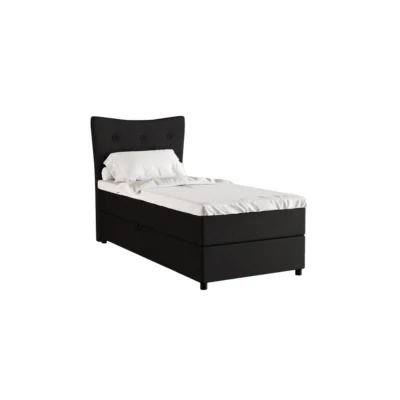 Panda Möbel Boxspringbett NEVADA in Dunkelgrau, Liegefläche 90x200 cm – mit Bettkasten, Bonellfederkern