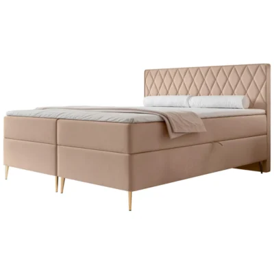 Selsey Boxspringbett CARESSO in Beige, Liegefläche 140x200 cm – mit Bettkasten, Bonellfederkern