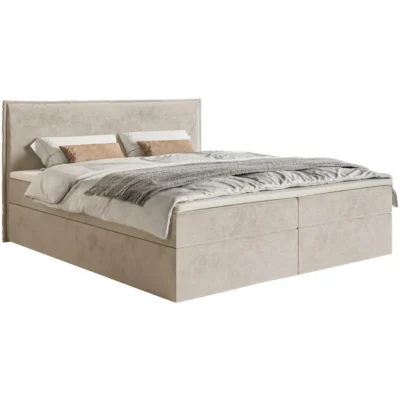 Selsey Boxspringbett SOFTIE in Beige, Liegefläche 140x200 cm – mit Bettkasten, Bonellfederkern