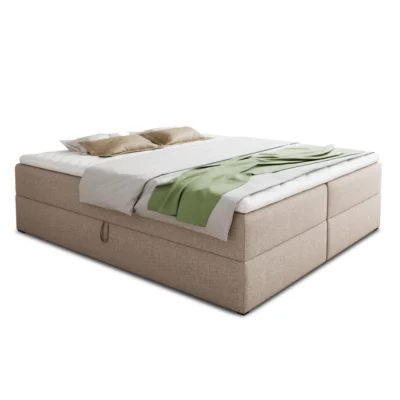 Sofnet Boxspringbett BASE in Beige, Liegefläche 140x200 cm – mit Bettkasten, Bonellfederkern