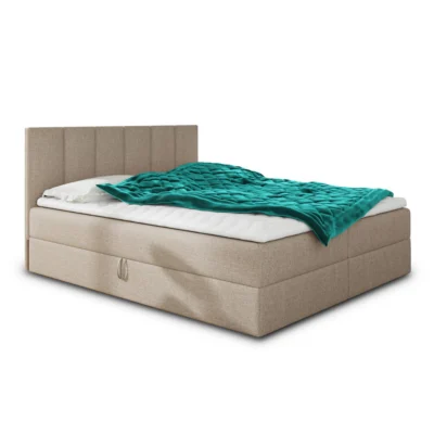 Sofnet Boxspringbett STAR in Beige, Liegefläche 140x200 cm – mit Bettkasten, Bonellfederkern