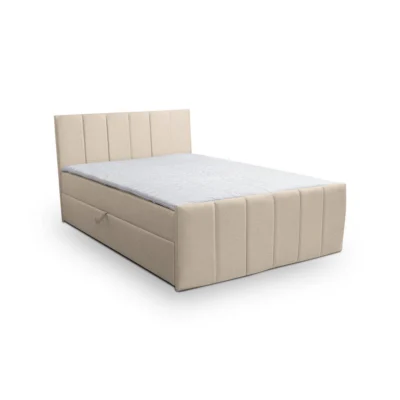 VENASI MÖBEL Boxspringbett CLAUDINE in Beige, Liegefläche 140x200 cm – mit Bettkasten, Bonellfederkern