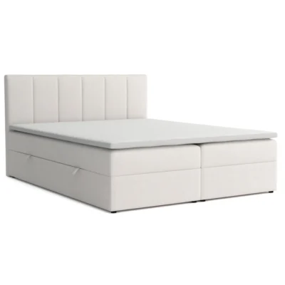 VENASI MÖBEL Boxspringbett LISA in Beige, Liegefläche 140x200 cm – mit Bettkasten, Bonellfederkern