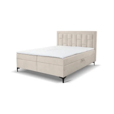 VENASI MÖBEL Boxspringbett VENEZIA in Beige, Liegefläche 140x200 cm – mit Bettkasten, Bonellfederkern