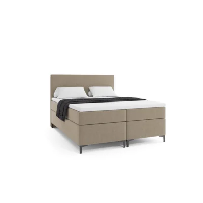 VLR BEDS Boxspringbett BASIC in Beige, Liegefläche 140x200 cm – mit Bettkasten, Taschenfederkern