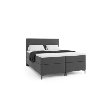 VLR BEDS Boxspringbett BASIC PLUS in Dunkelgrau, Liegefläche 140x200 cm – mit Bettkasten, Taschenfederkern