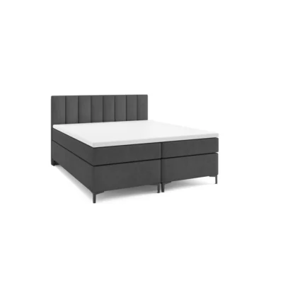 VLR BEDS Boxspringbett CHESTER in Dunkelgrau, Liegefläche 160x200 cm – mit Bettkasten, Taschenfederkern