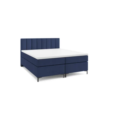 VLR BEDS Boxspringbett CHESTER 120 in Dunkelblau, Liegefläche 120x200 cm – mit Bettkasten, Taschenfederkern