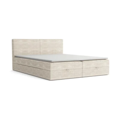 VLR BEDS Boxspringbett CORD in Beige, Liegefläche 140x200 cm – mit Bettkasten, Bonellfederkern
