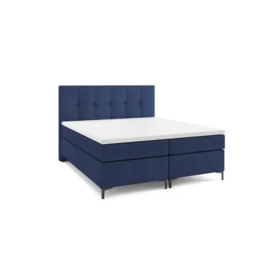 VLR BEDS Boxspringbett DENVER in Dunkelblau, Liegefläche 120x200 cm – Bonellfederkern