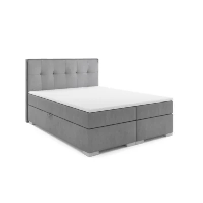 VLR BEDS Boxspringbett PALERMO 180 in Grau, Liegefläche 160x200 cm – mit Bettkasten, Bonellfederkern