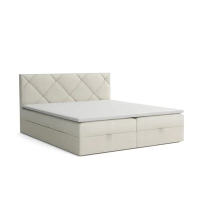 VLR BEDS Boxspringbett PANAMA in Beige, Liegefläche 140x200 cm – mit Bettkasten, Bonellfederkern