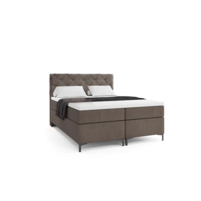 VLR BEDS Boxspringbett SEVILLA in Braun, Liegefläche 160x200 cm – mit Bettkasten, Taschenfederkern