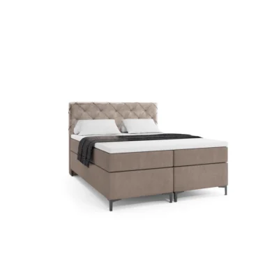 VLR BEDS Boxspringbett SEVILLA PLUS in Beige, Liegefläche 140x200 cm – mit Bettkasten, Taschenfederkern