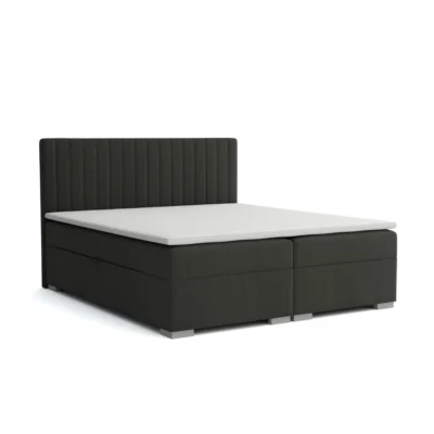 VLR BEDS Boxspringbett SYDNEY in Dunkelgrau, Liegefläche 120x200 cm – mit Bettkasten, Bonellfederkern