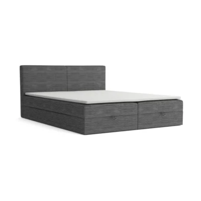 VLR BEDS Boxspringbett SZTRUKS in Grau, Liegefläche 140x200 cm – mit Bettkasten, Bonellfederkern
