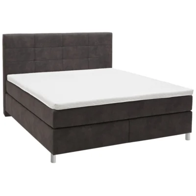 Voleo Boxspringbett VOLEO in Schlamm, Liegefläche 180x200 cm – Taschenfederkern, Topperhöhe 6 cm