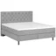 Welnova Boxspringbett BOXHÖHE in Hellgrau, Liegefläche 140x200 cm – mit Bettkasten, Bonellfederkern