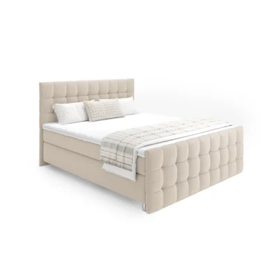 XXXLutz Boxspringbett REIN in Beige, Liegefläche 160x200 cm – mit Bettkasten, Taschenfederkern