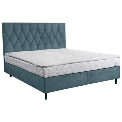 home24 Boxspringbett HOME24 in Türkis, Liegefläche 140x200 cm – mit Bettkasten, Topperhöhe 8 cm