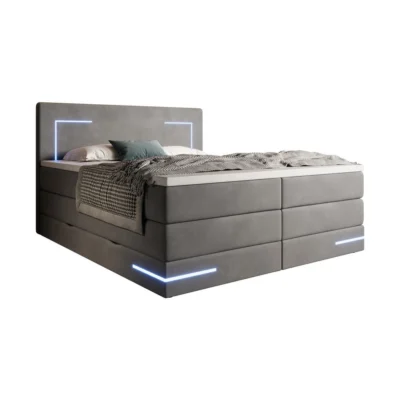 wonello Boxspringbett DETROIT in Anthrazit, Liegefläche 160x200 cm – mit Bettkasten, Taschenfederkern