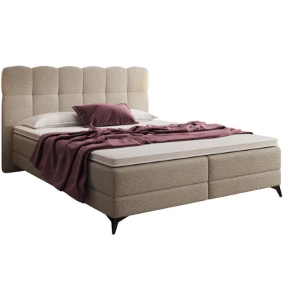 wonello Boxspringbett MADISON 6 in Beige, Liegefläche 160x200 cm – Taschenfederkern