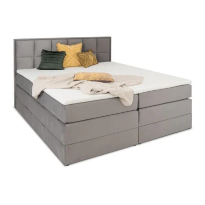 wonello Boxspringbett MONTREAL in Anthrazit, Liegefläche 180x200 cm – mit Bettkasten, Taschenfederkern