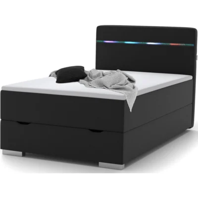 wonello Boxspringbett MONZA in Anthrazit, Liegefläche 90x200 cm – mit Bettkasten, Bonellfederkern