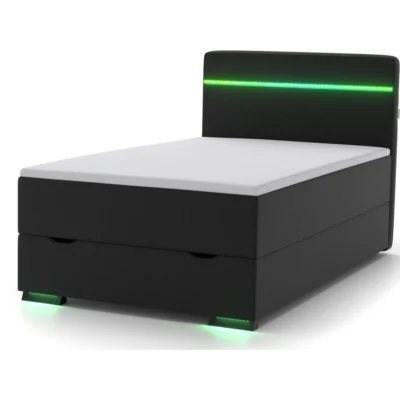 wonello Boxspringbett ONTARIO in Anthrazit, Liegefläche 90x200 cm – mit Bettkasten, Bonellfederkern