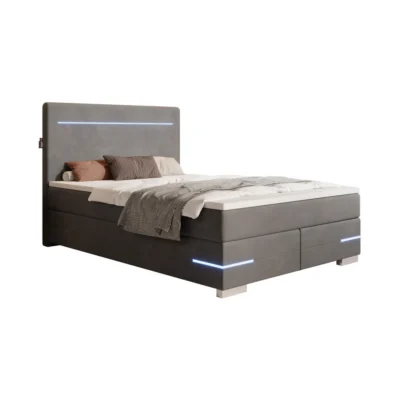 wonello Boxspringbett PORTLAND in Anthrazit, Liegefläche 90x200 cm – Bonellfederkern